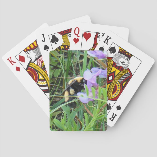 F2 Wildbiene auf Lila Wildblumen Spielkarten (Rückseite)