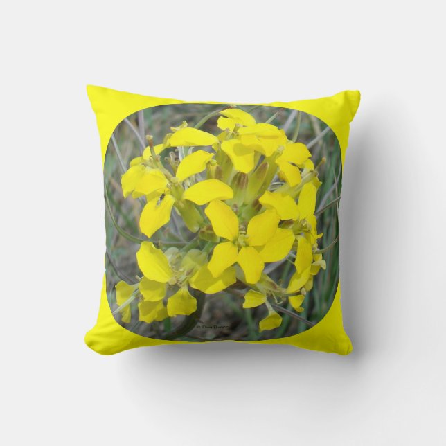 F33w Gelbe Wildblumen Kissen (Vorderseite)