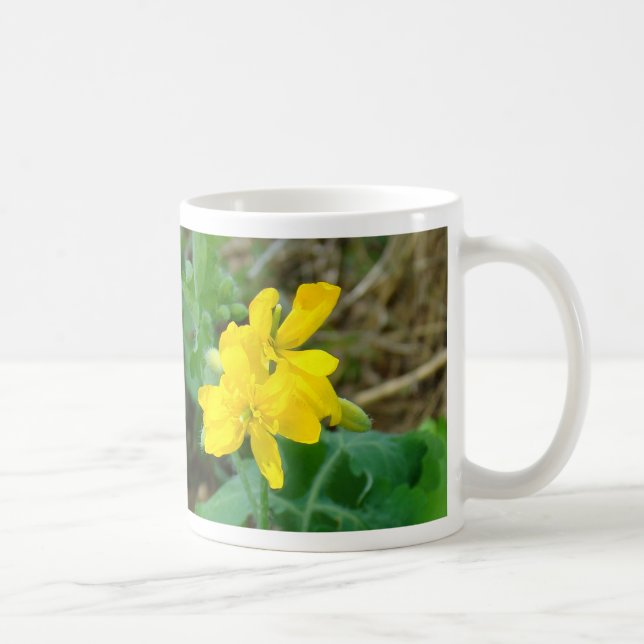 F44 Gelbe Wildblumen WildSenf Kaffeetasse (Rechts)