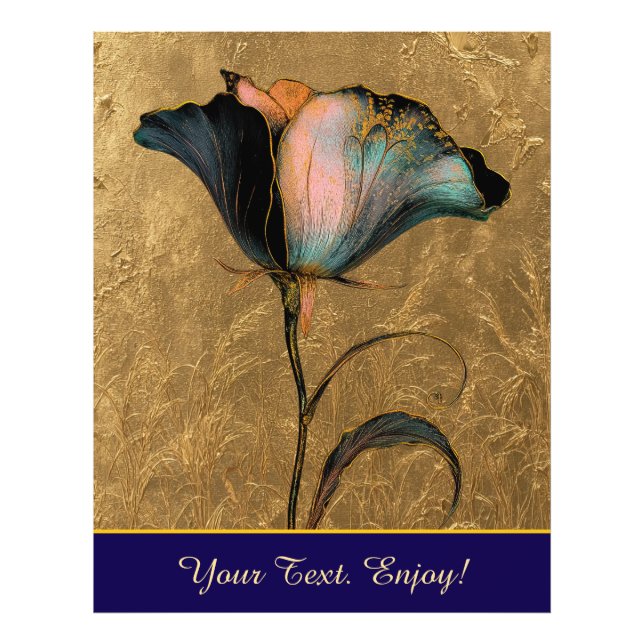 *~* F4 Elegant 23 Blume Gold Vintag Fotodruck (Vorne)