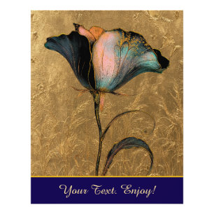 *~* F4 Elegant 23 Blume Gold Vintage Fotodruck