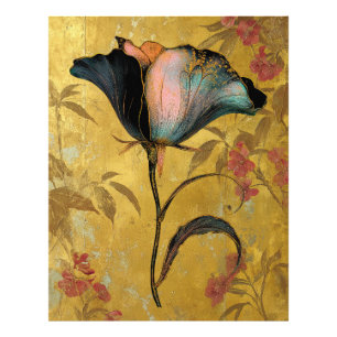 *~* F4 Elegante Blume Gold Vintage 23 Fotodruck