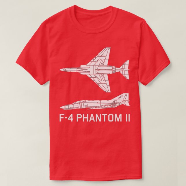 F4 Phantom II Jet Fighter Bomber Flugzeug Silhouet T-Shirt (Design vorne)