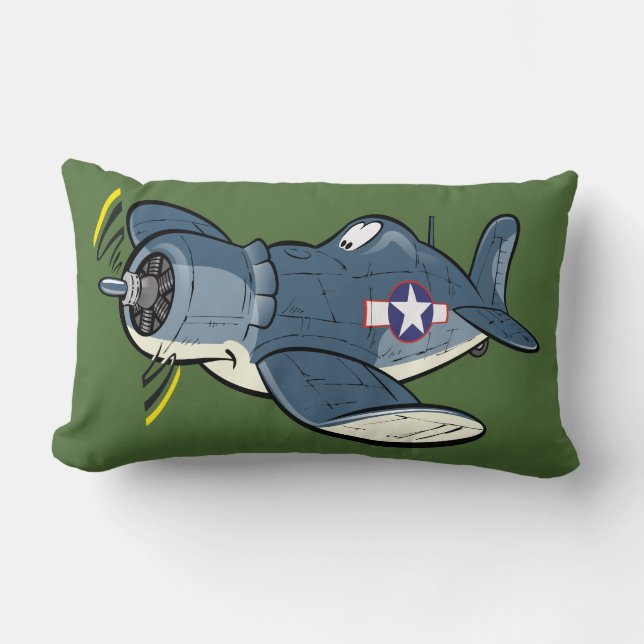 F4U Cartoon-Seeräuber-Flugzeug Lendenkissen (Vorderseite)