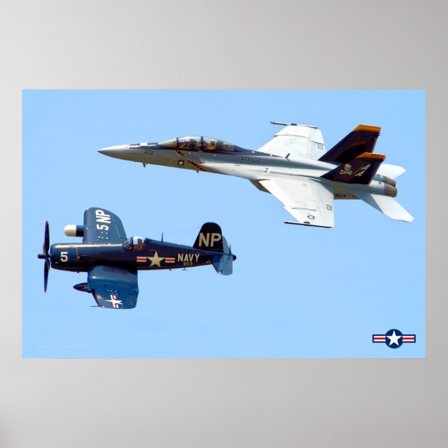 F4U CORSAIR und F/A-18F SUPER HORNET Poster (Vorne)