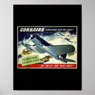 F4u Corsair US Warplane War Propaganda Ww2 Poster