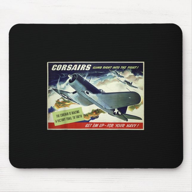 F4u Corsair US Warplane War Propaganda Ww2 Poster Mousepad (Vorne)