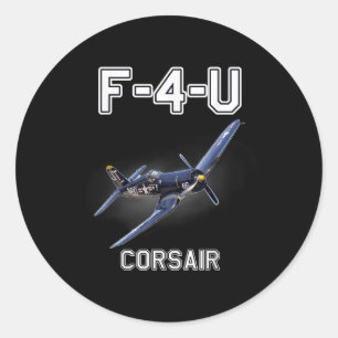 F4u Corsair Warbird Wwii Militärflugzeug Runder Aufkleber