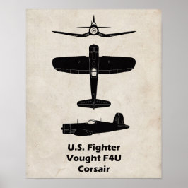 F4U Corsair WWII Flugzeugplakat - Geschenk für Pil Poster