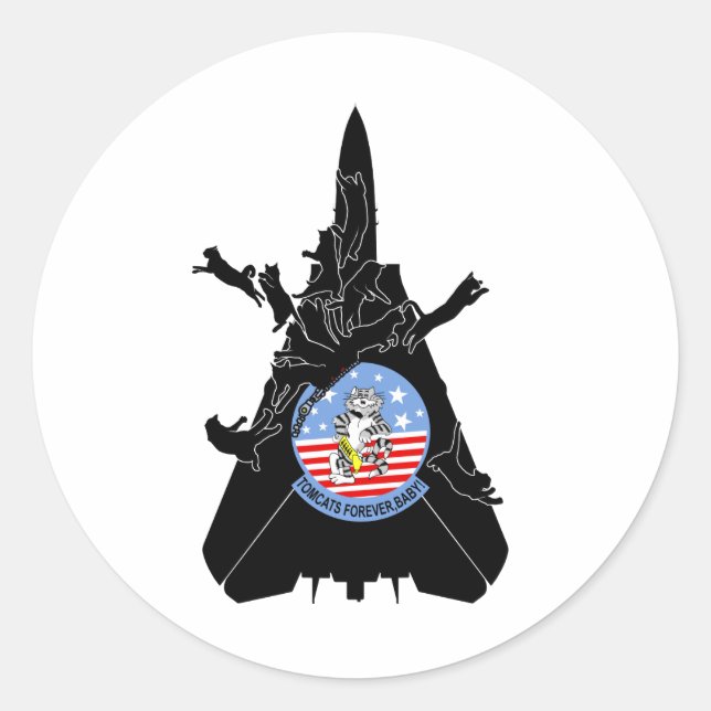 f-14 Kater für immer Runder Aufkleber (Vorderseite)