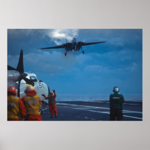 F-14 Tomcat, das auf Flugzeugträger landet Poster