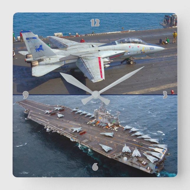 F-14 TOMCAT QUADRATISCHE WANDUHR (Vorderseite)