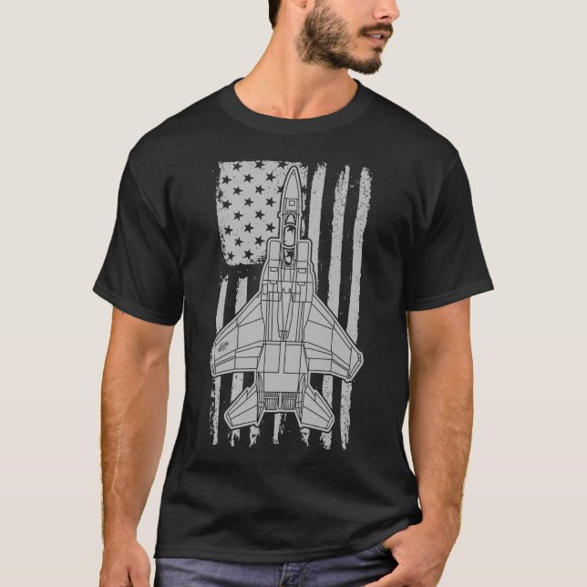 F-15 Eagle Fighter Jet Airplane American Flag F15 T-Shirt (Vorderseite)