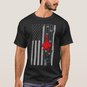 F-15 Eagle Fighter Jet American Flag Runway F15 T-Shirt