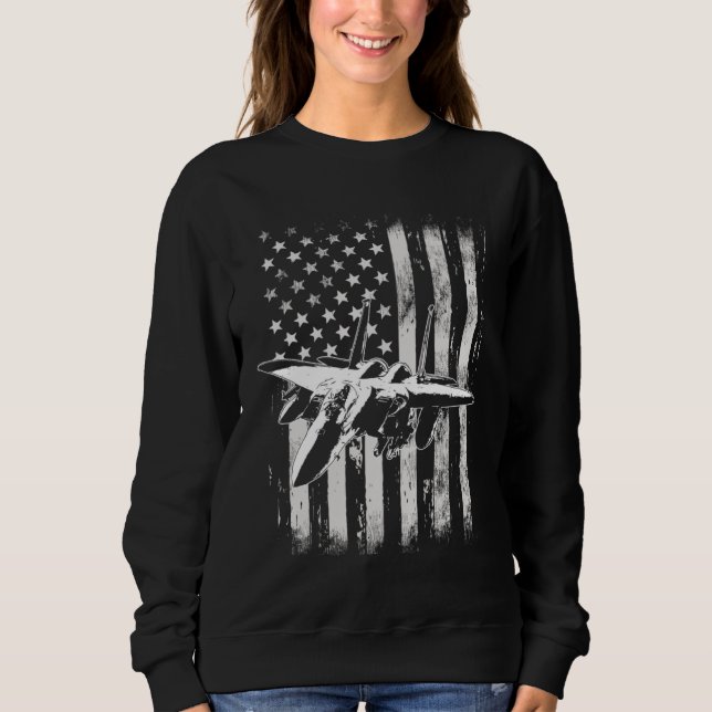 F 15 Striking Eagle Military Fighter Airplane Amer Sweatshirt (Vorderseite)