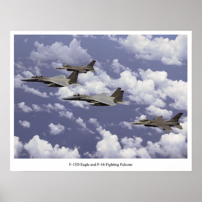 F-15D Eagle and F-16 Fighting Falcons Poster (Vorne)