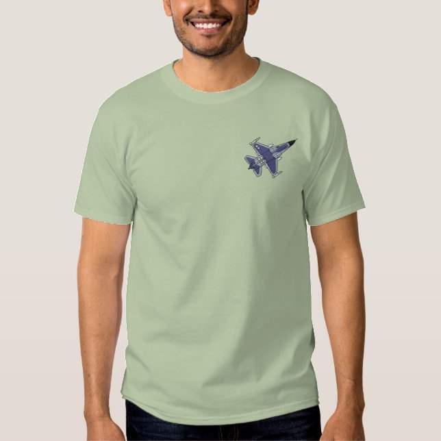 F-16 Falcon Besticktes T-Shirt (Vorderseite)