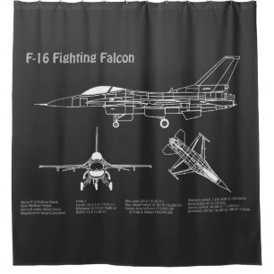 F-16 Falken bekämpfen - Flugzeugherstellungspläne Duschvorhang