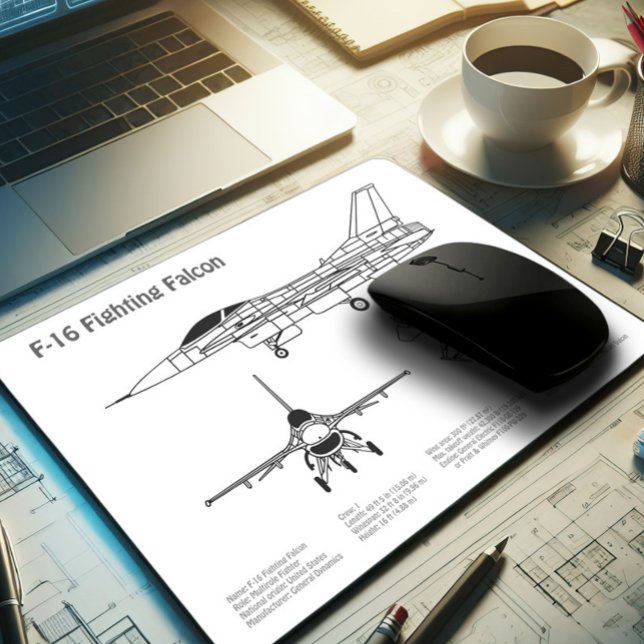 F-16 Falken bekämpfen - Flugzeugherstellungspläne  Mousepad (Von Creator hochgeladen)