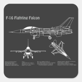 F-16 Falken bekämpfen - Flugzeugherstellungspläne  Quadratischer Aufkleber