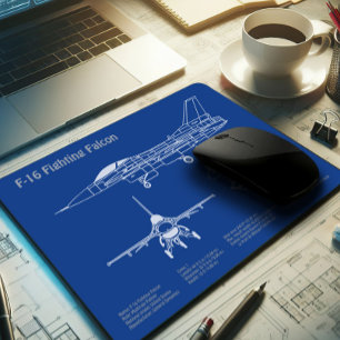 F-16 Falkenbekämpfung - Flugzeugherstellungspläne Mousepad