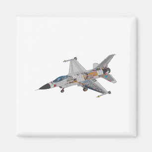 F-16 Interne Mechaniken für militärische Kampfje Magnet