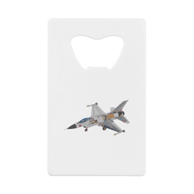 F-16 Interne Mechaniken für militärische Kampfjets Geldbeutel Flaschenöffner (Vorderseite)