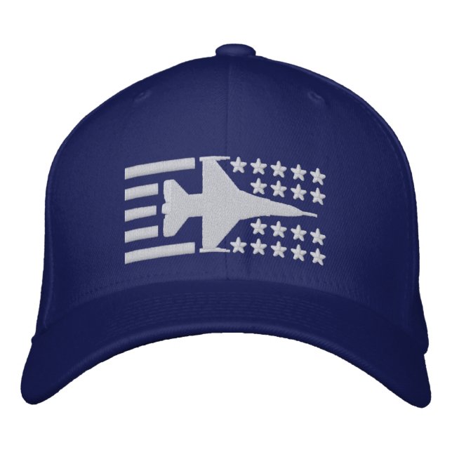 F-16 Kämpfer Jet-US Flagge Bestickte Baseballkappe (Vorderseite)