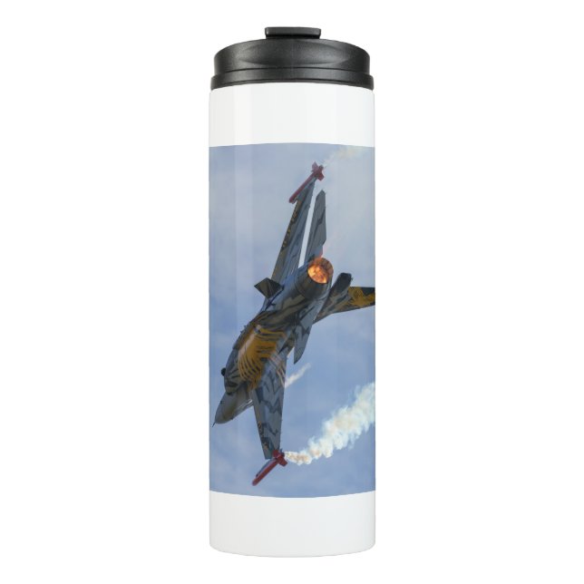F-16 Tiger und Burns Akrylprint Thermosbecher (Vorderseite)