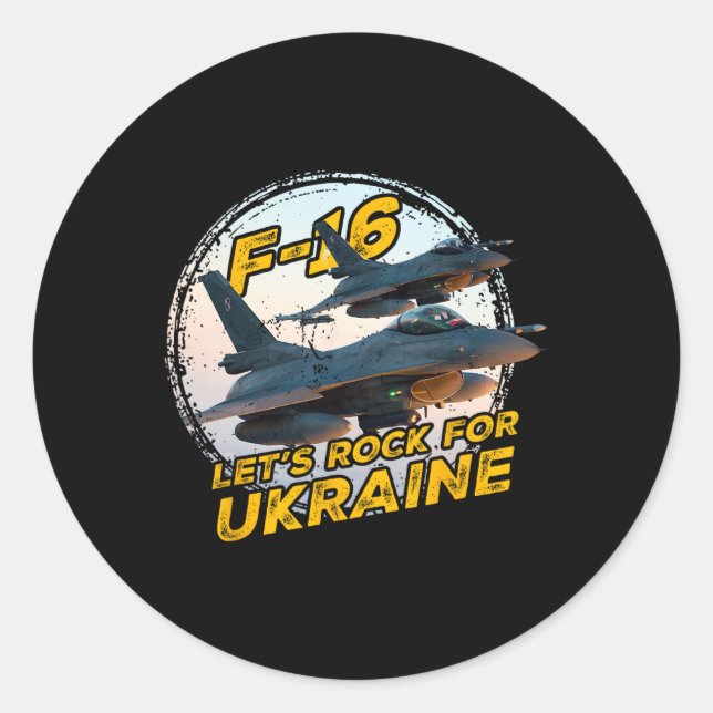 F-16 Ukraine Runder Aufkleber (Vorderseite)