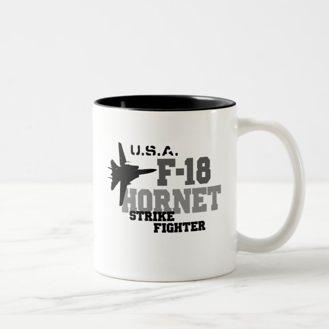 F-18 Hornisse - Streik-Kämpfer Zweifarbige Tasse (Rechts)