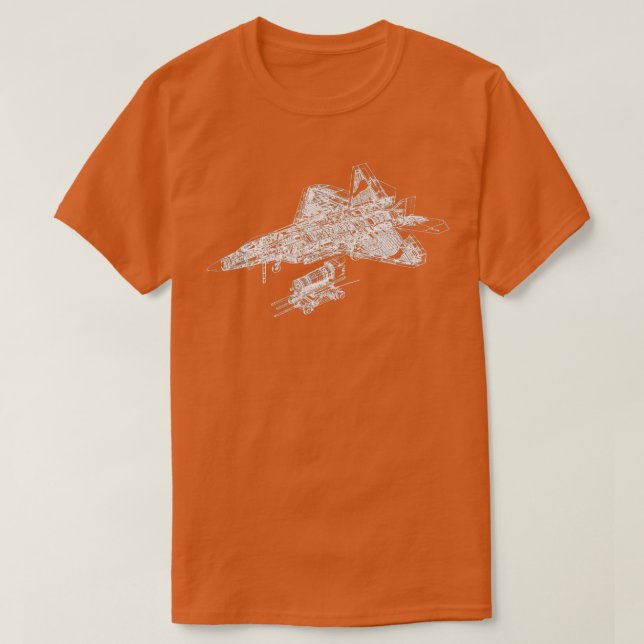 F-22 Blueprint der Luftwaffe für Kampfflugzeuge T-Shirt (Design vorne)
