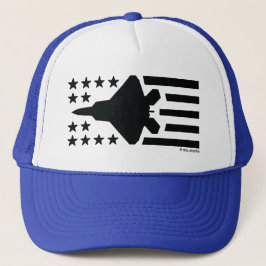 F-22 Kämpfe gegen Jet Black US Flagge Truckerkappe