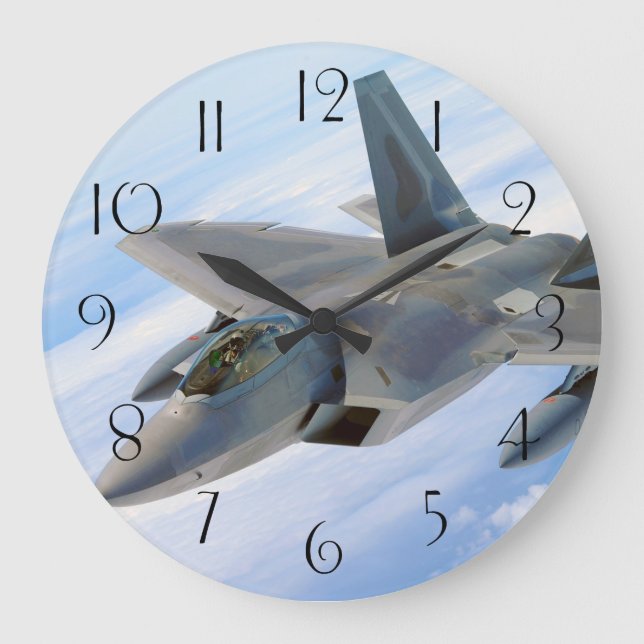F-22 Militärjet des Raptors Große Wanduhr (Vorderseite)