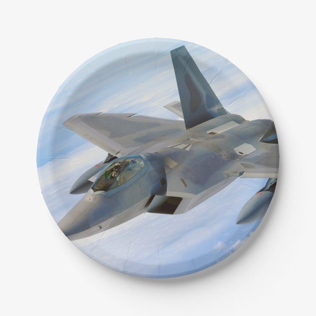 F-22 Militärjet des Raptors Pappteller (Vorderseite)