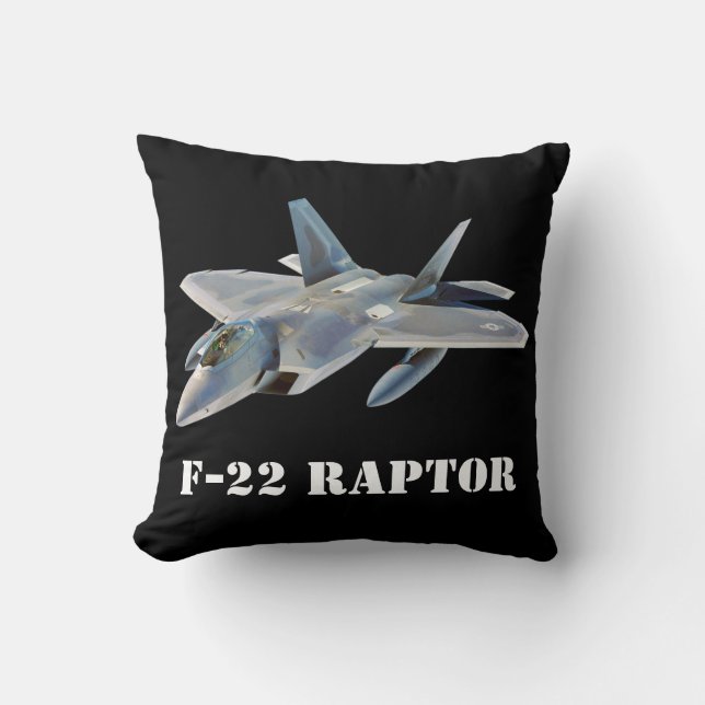 F-22 Raptor Fighter Jet auf Schwarz Kissen (Vorderseite)