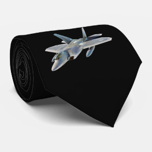 F-22 Raptor Fighter Jet auf Schwarz Krawatte