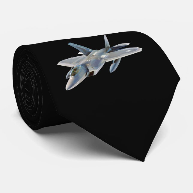 F-22 Raptor Fighter Jet auf Schwarz Krawatte (Gerollt)