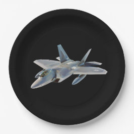 F-22 Raptor Fighter Jet auf Schwarz Pappteller