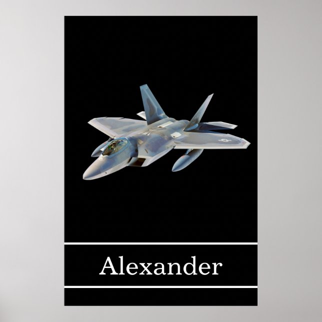 F-22 Raptor Fighter Jet mit Namen Poster (Vorne)
