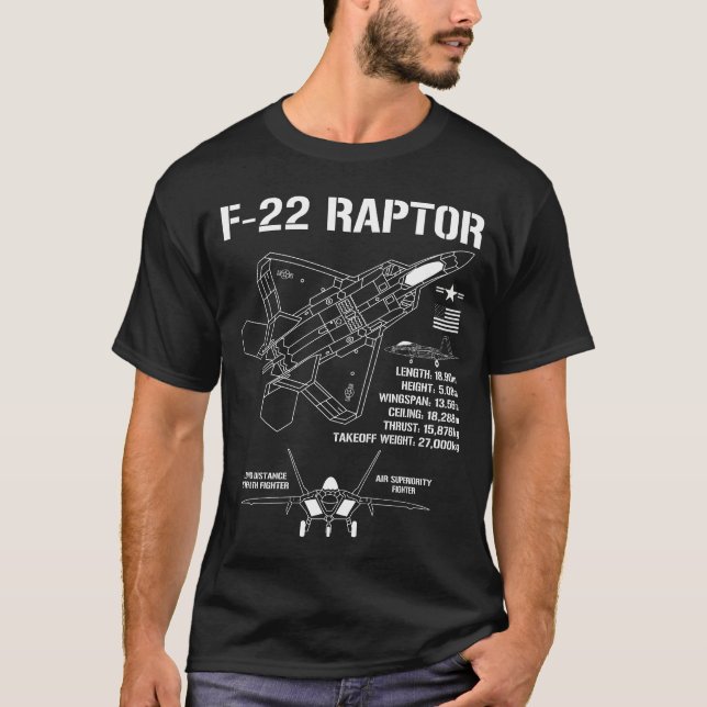 F-22 Raptor Fighter Jet Specs Military F22 Raptor T-Shirt (Vorderseite)
