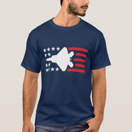 F-22 Raptor Fighter Jet White Stars Rote Streifen T-Shirt