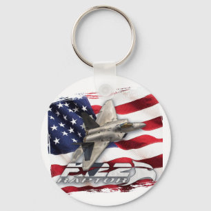 F-22 Raptor und amerikanische Flagge Schlüsselanhänger