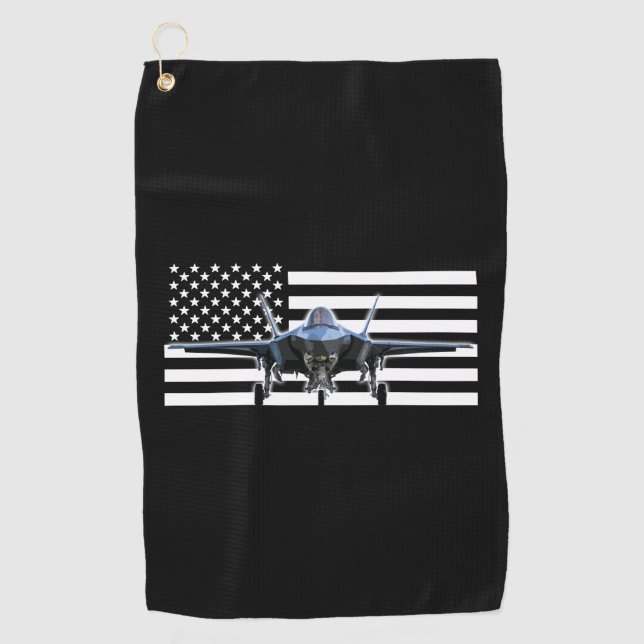 F-35 (schwarze Flagge) Golfhandtuch (Vorderseite)