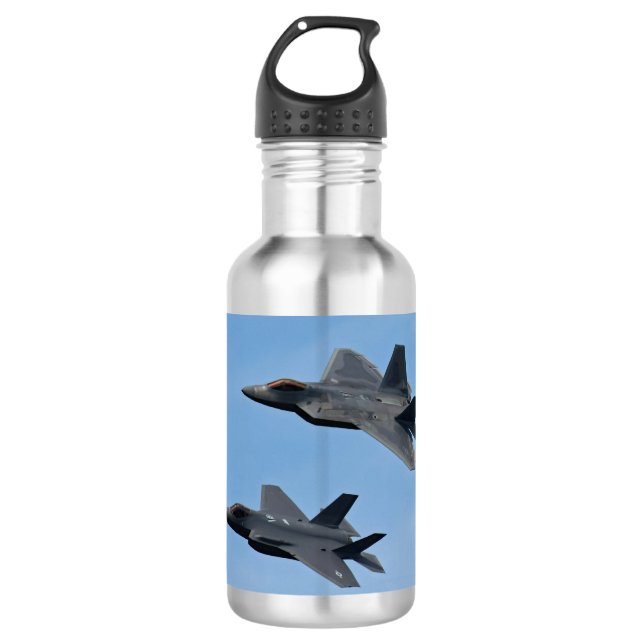 F-35 und F-22 Kampfjet Edelstahlflasche (Vorderseite)
