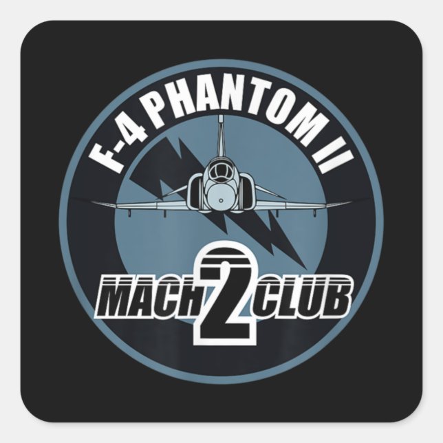 F-4 Phantom II Mach 2 Club Quadratischer Aufkleber (Vorderseite)