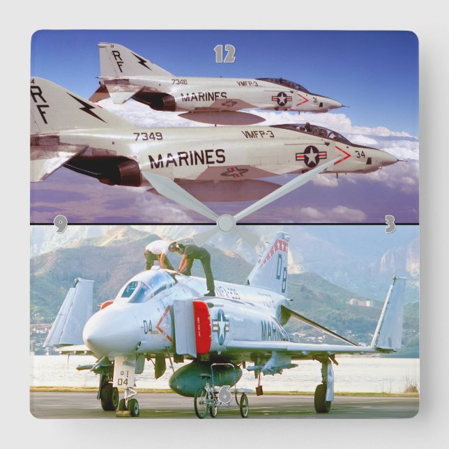 F-4 PHANTOM QUADRATISCHE WANDUHR (Vorderseite)