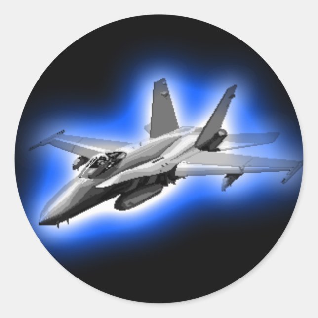 F/A-18 Hornet Fighter Jet Light Blue Runder Aufkleber (Vorderseite)