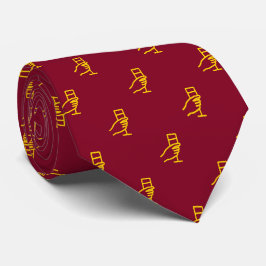 F & B Wine Glass Pattern Burgundy Sparkling Gold Krawatte