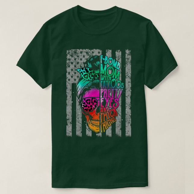F Bomb Mama Tattoos Hübsche Augen dick Oberschenke T-Shirt (Design vorne)